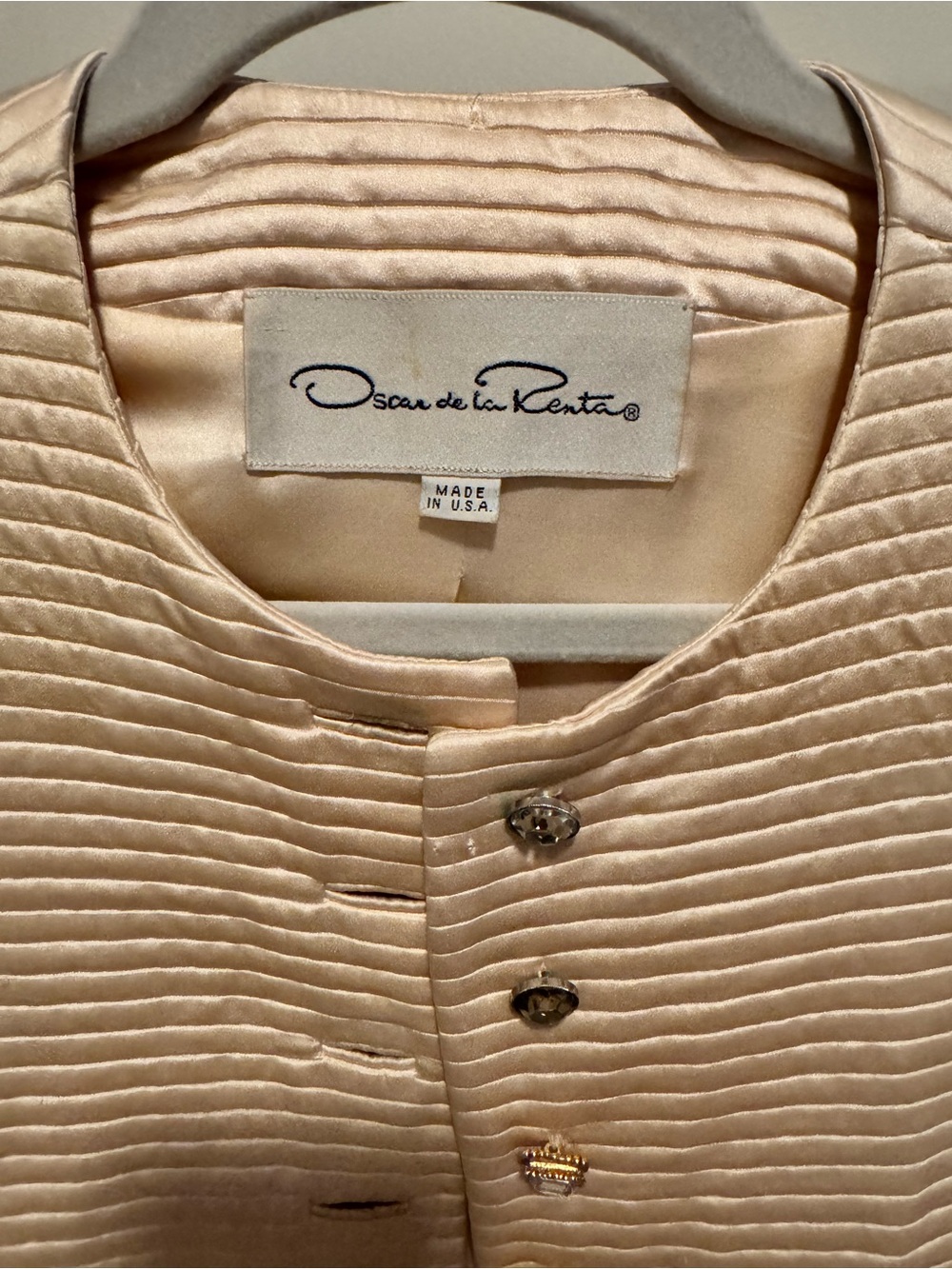 Oscar de la Renta Ivory Quilted Embroidered Jacket - Picture 3 of 4